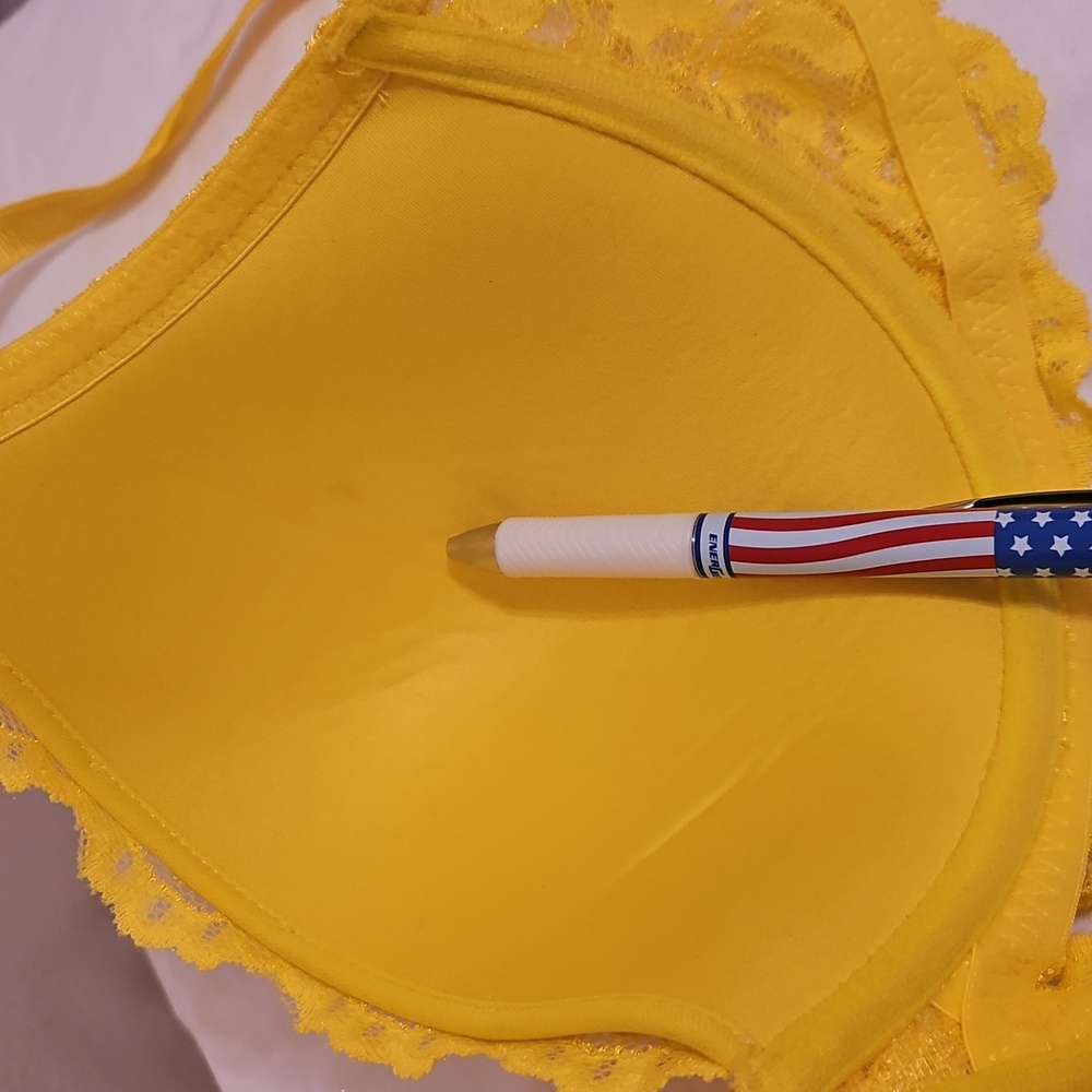 38D Smart & Sexy Lace Bra Set - Pink and Yellow Pushup Underwire - Picture 2 of 9